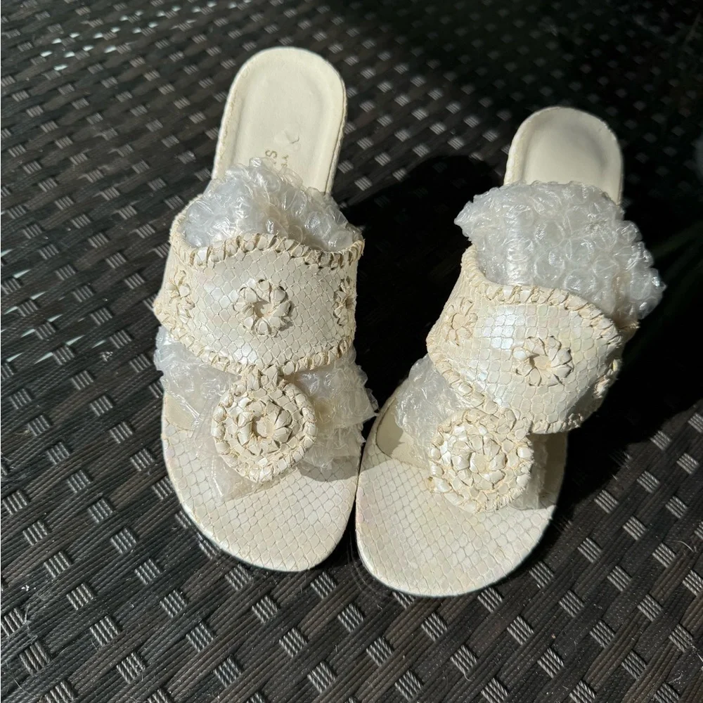 Jack Rogers Whipstitches Kitten Heel Thong Sandals SZ 6 - Picture 2 of 16